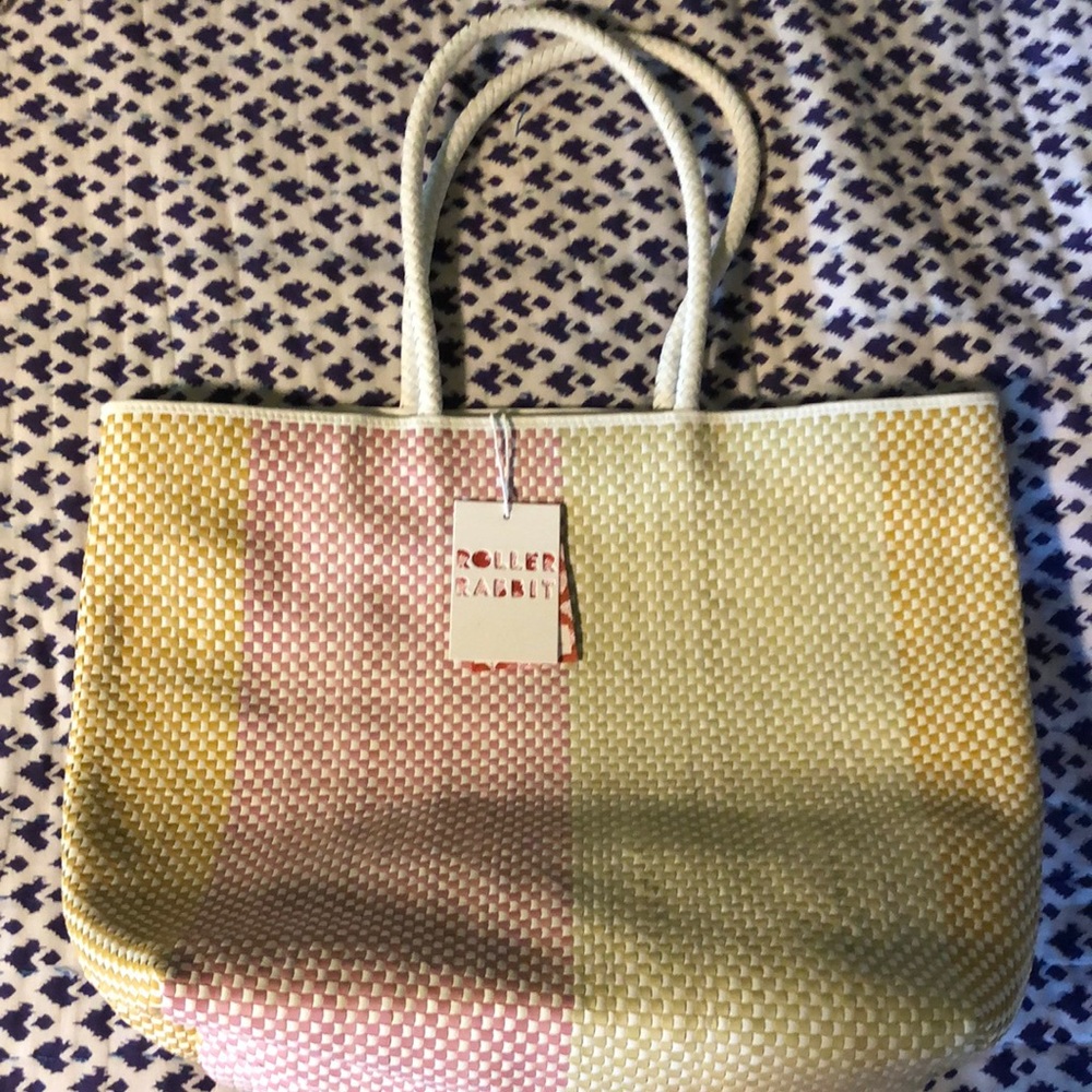 Roller Rabbit Leather woven Tote